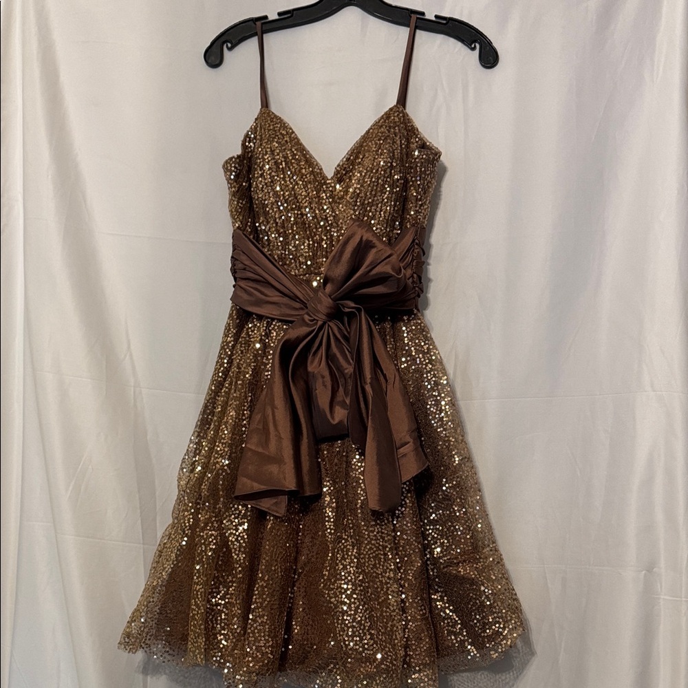 Nina Canacci Brown Sequin Mini Dress